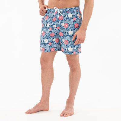 Medley Swim Trunk | The Hibiscus - Admiral Navy/Pale Blue