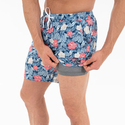 Medley Swim Trunk | The Hibiscus - Admiral Navy/Pale Blue