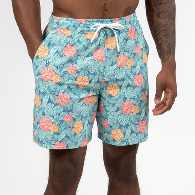 Medley Swim Trunk | The Hibiscus - Vintage Blue