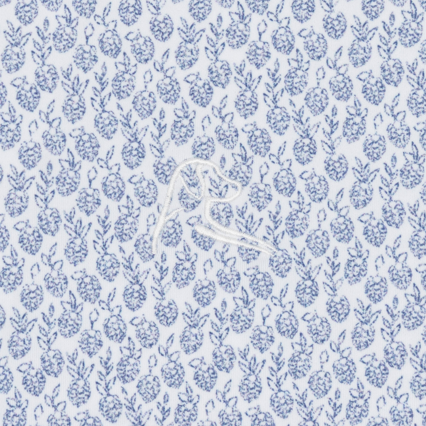 The Hops Floral | Performance Polo | The Hops Floral - White/Short Stop Blue
