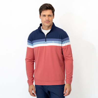 Horizon Block Performance Q-Zip | The Horizon Block - Rouge Red/Fleet Navy/Slate Blue