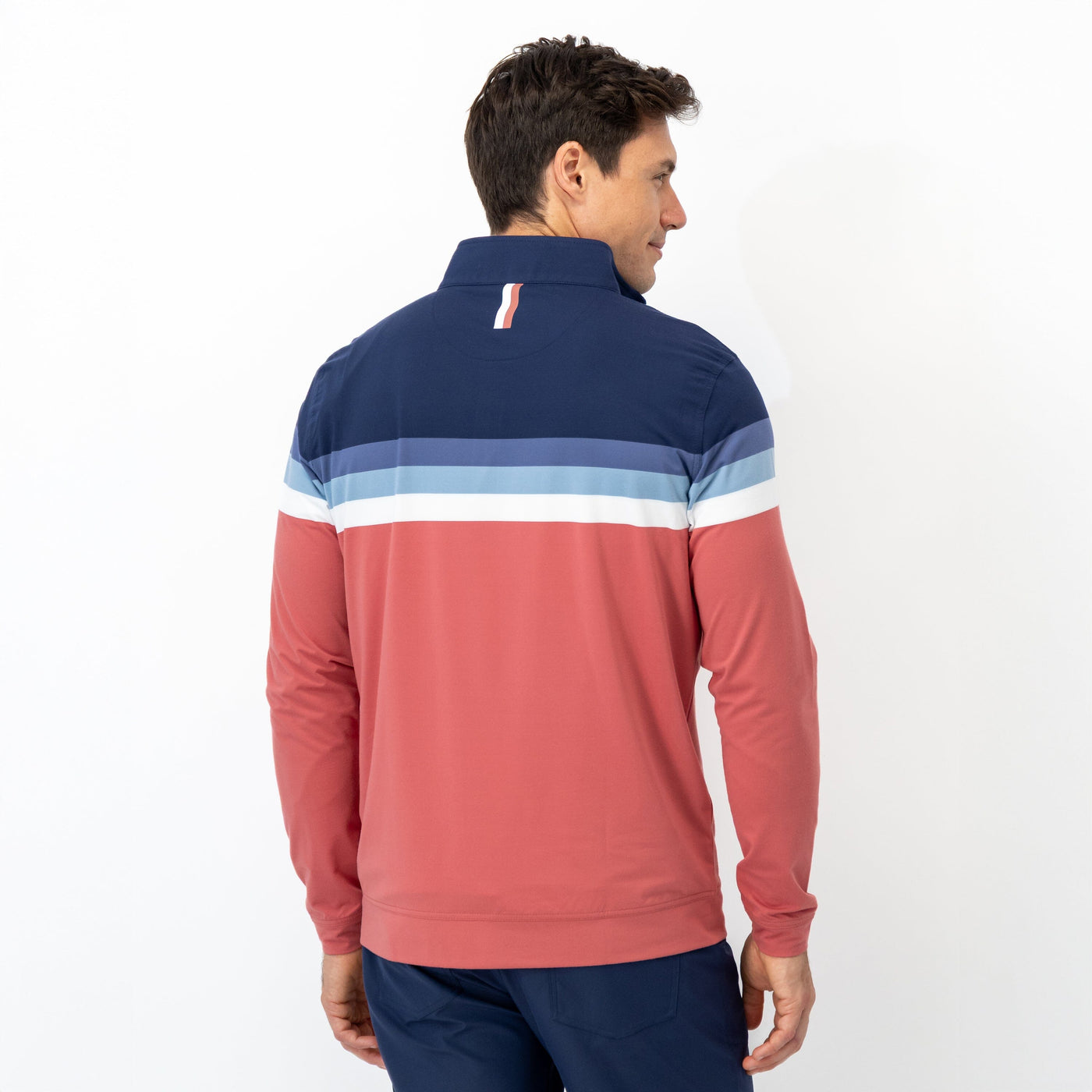 Horizon Block Performance Q-Zip | The Horizon Block - Rouge Red/Fleet Navy/Slate Blue