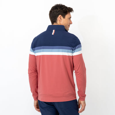 Horizon Block Performance Q-Zip | The Horizon Block - Rouge Red/Fleet Navy/Slate Blue