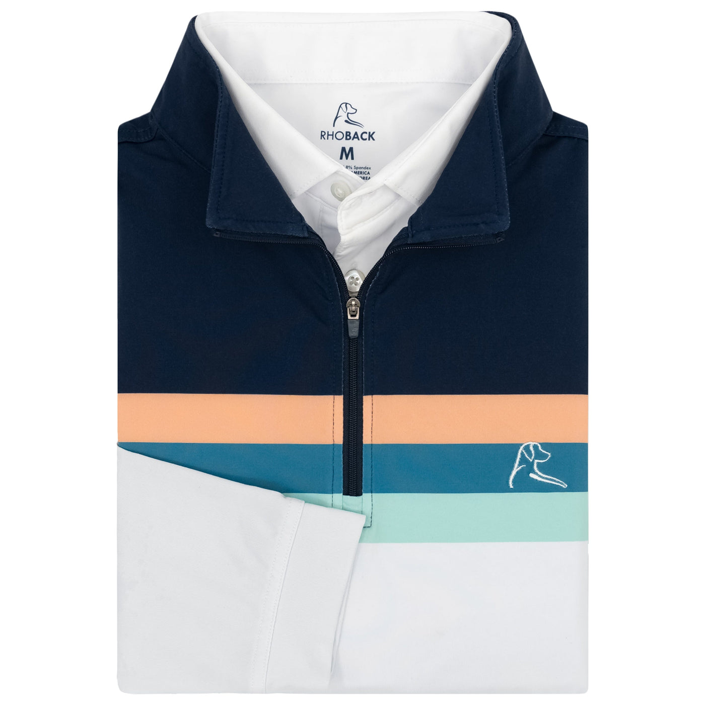 Horizon Block Performance Q-Zip | The Horizon Block - White/Fleet Navy/Melon/Mariner Blue/Mint Green