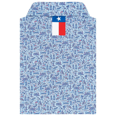 The Houston | Performance Polo | The Houston - Pale Blue/Deep Blue - TX