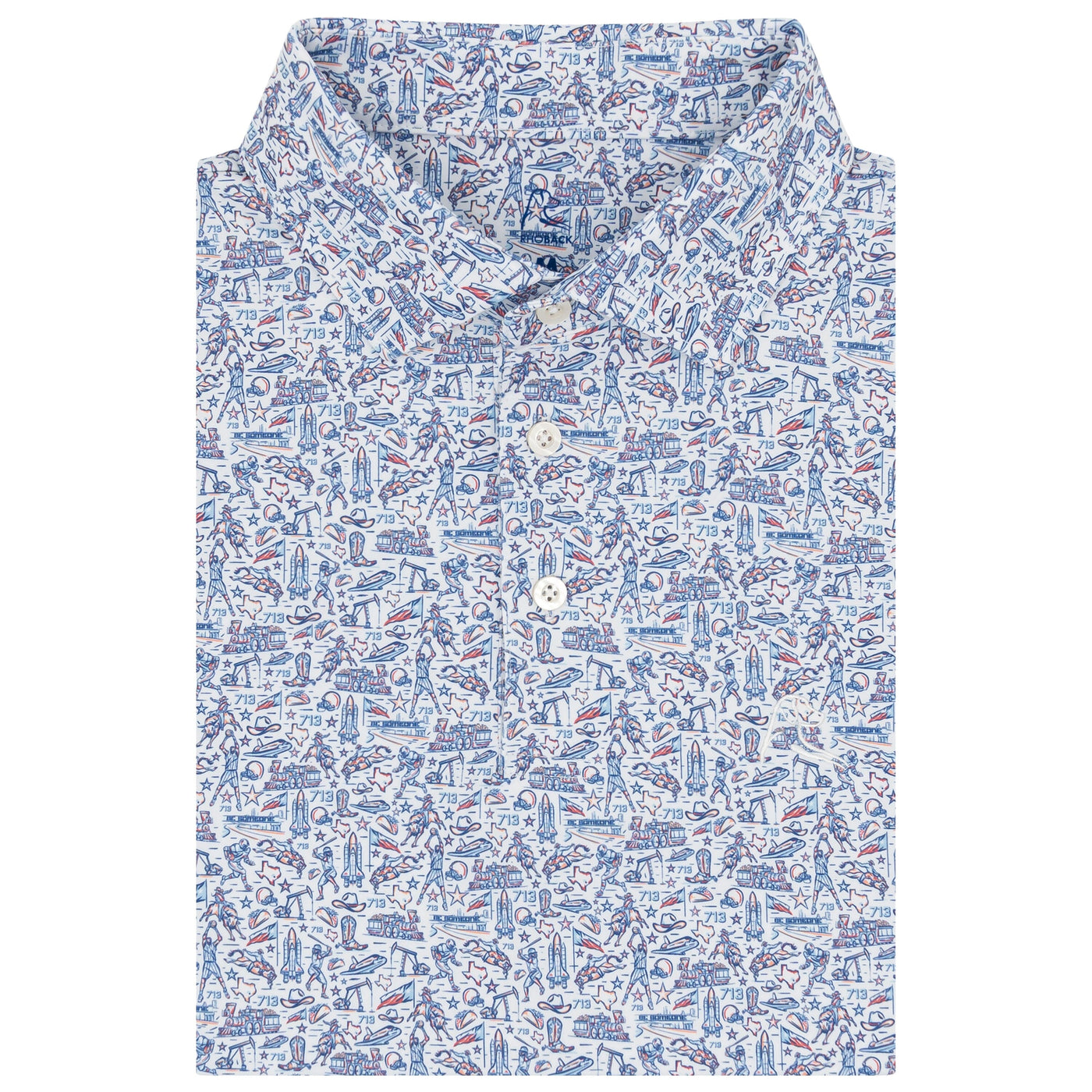 The Houston | Performance Polo | The Houston - White/Deep Blue - TX