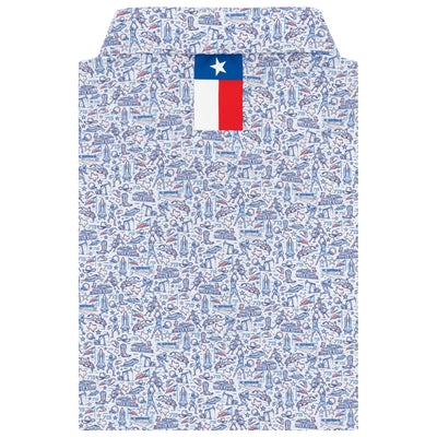 The Houston | Performance Polo | The Houston - White/Deep Blue - TX