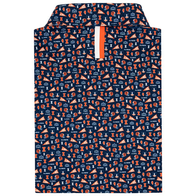 The Illinois Gameday | Collegiate Polo | The Illinois Gameday - Indigo Blue/Orange Burst