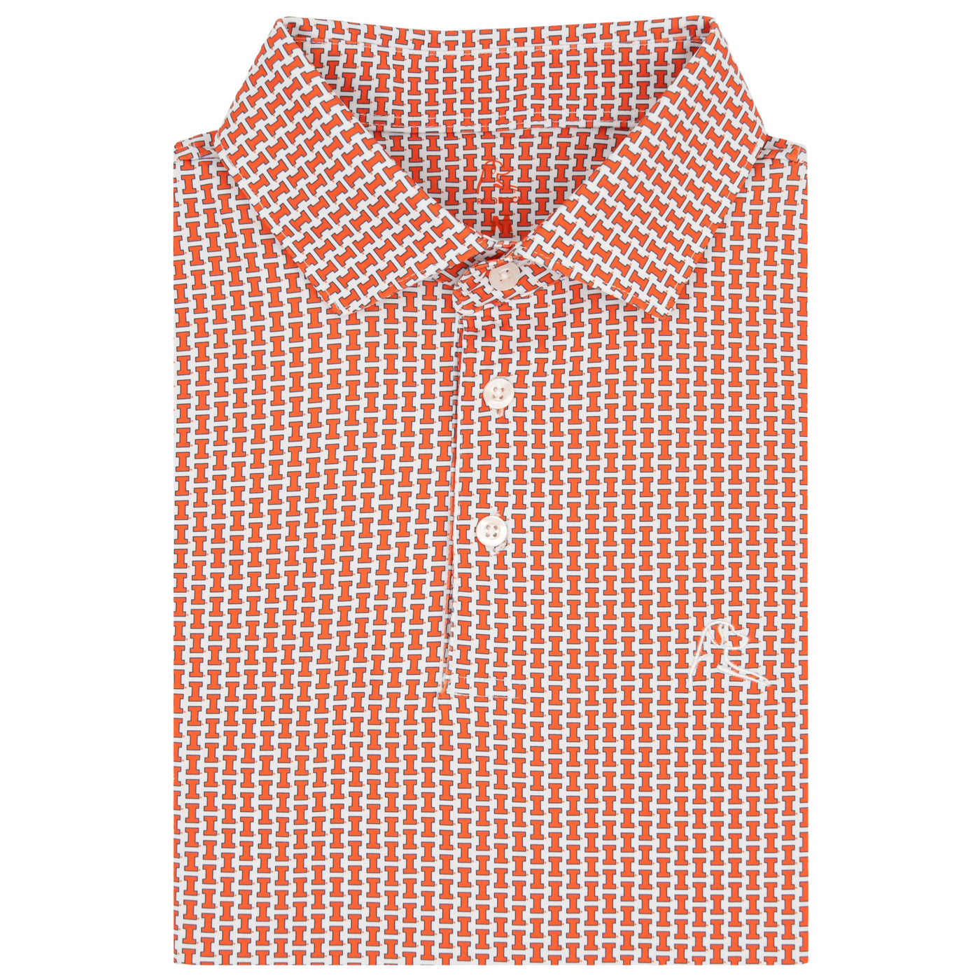 The Illinois Hail To The Orange | Collegiate Polo | The Illinois Hail To The Orange - White/Orange Burst