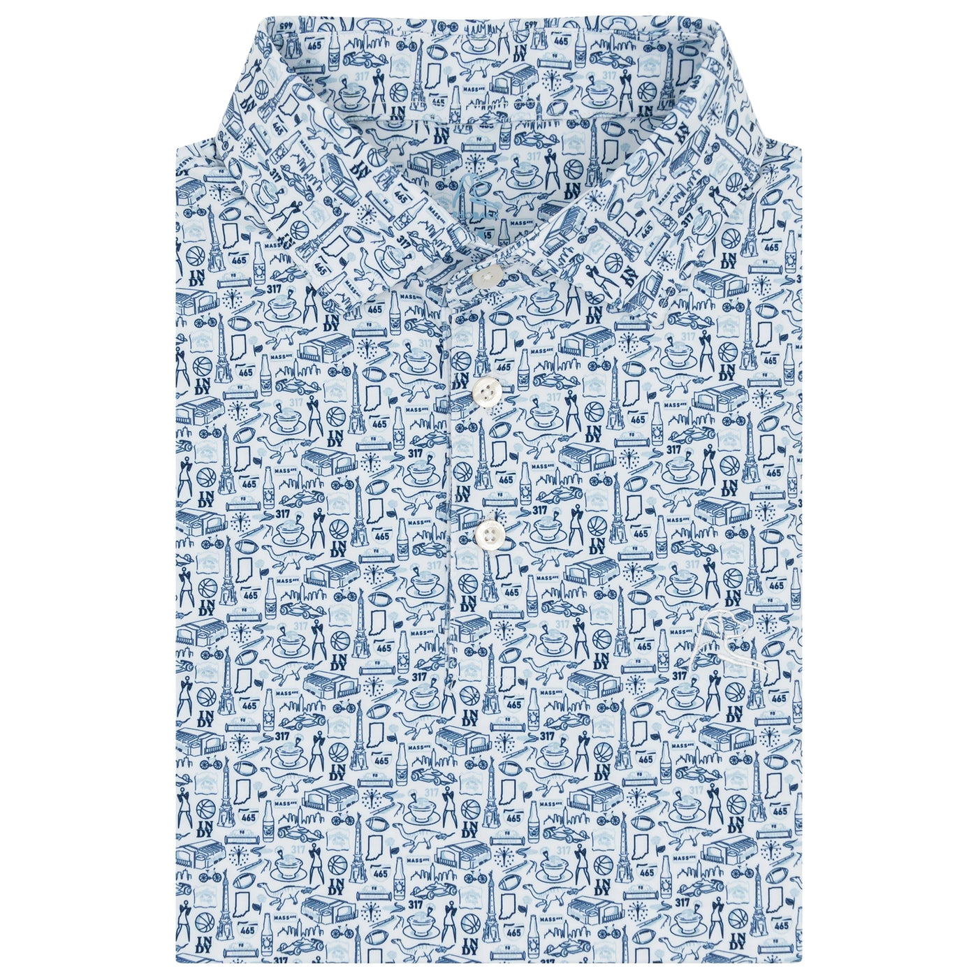 The Indy | Performance Polo | The Indy - White/Zenith Blue - IN