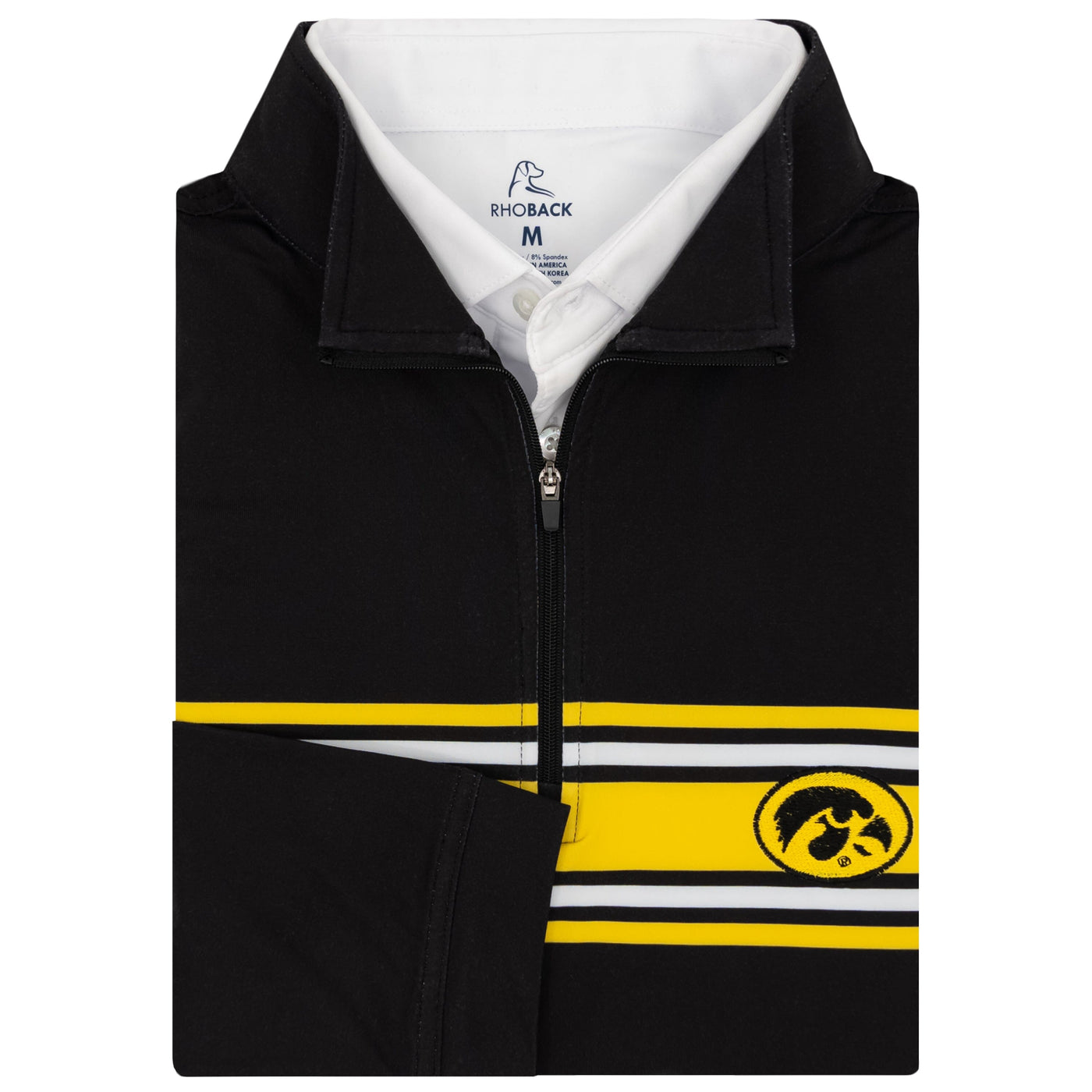 Iowa Jersey Stripe Collegiate Q-Zip | The Iowa Jersey Stripe - Black/Bright Yellow