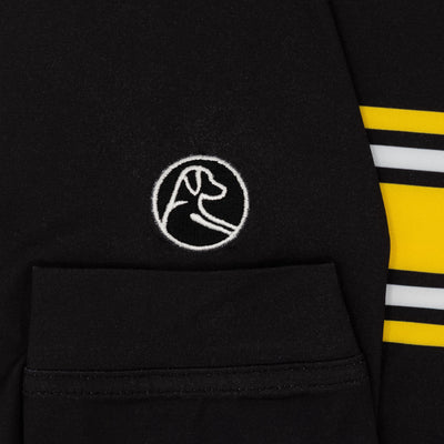 Iowa Jersey Stripe Collegiate Q-Zip | The Iowa Jersey Stripe - Black/Bright Yellow