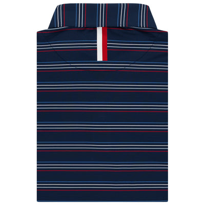 The Ivy Stripe | Long Sleeve Performance Polo | The Ivy Stripe - Fleet Navy/Cardinal Red