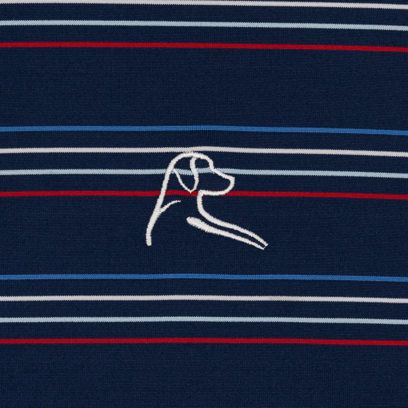 The Ivy Stripe | Long Sleeve Performance Polo | The Ivy Stripe - Fleet Navy/Cardinal Red