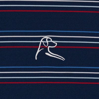 The Ivy Stripe | Long Sleeve Performance Polo | The Ivy Stripe - Fleet Navy/Cardinal Red