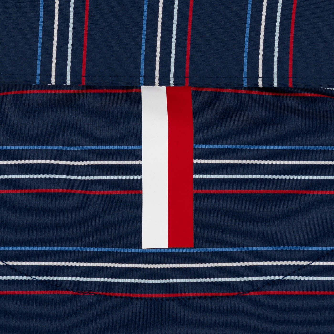 The Ivy Stripe | Long Sleeve Performance Polo | The Ivy Stripe - Fleet Navy/Cardinal Red