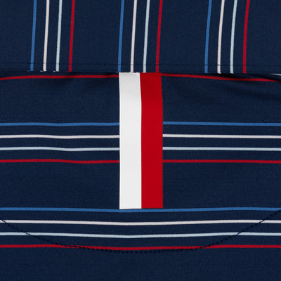 The Ivy Stripe | Long Sleeve Performance Polo | The Ivy Stripe - Fleet Navy/Cardinal Red