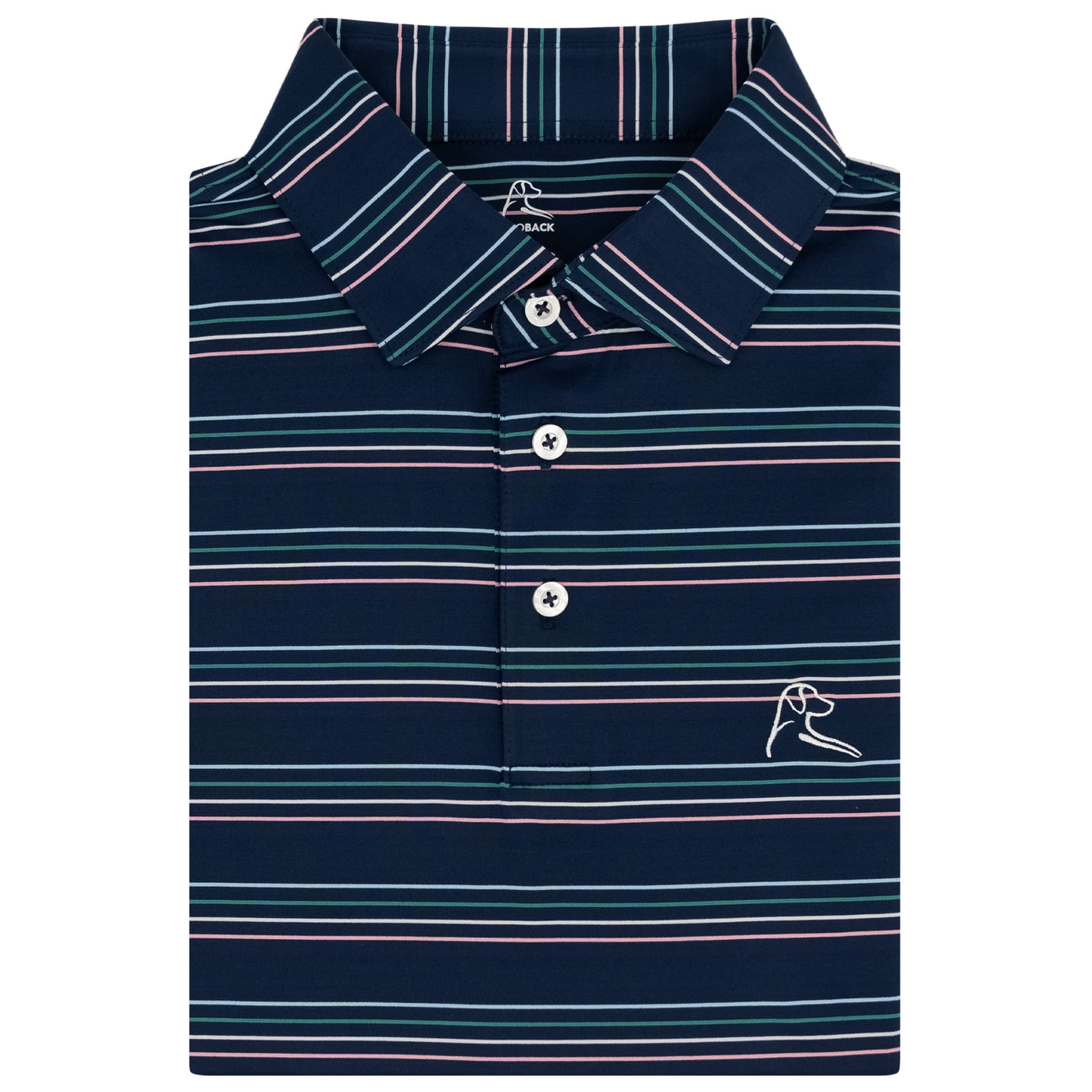 The Ivy Stripe | Performance Polo | The Ivy Stripe - Fleet Navy/Dogwood Pink