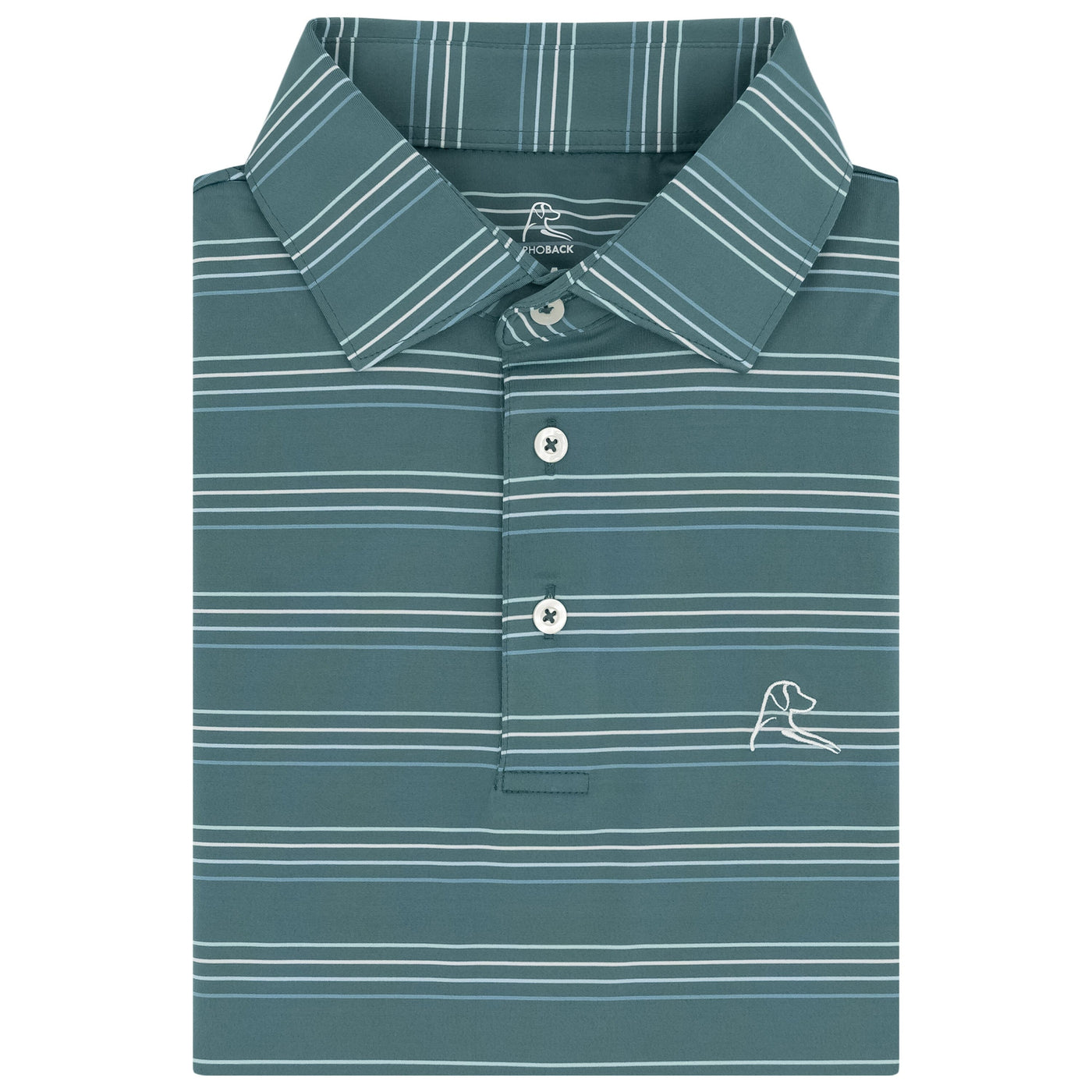 The Ivy Stripe | Performance Polo | The Ivy Stripe - Jungle Green/Cadet Blue