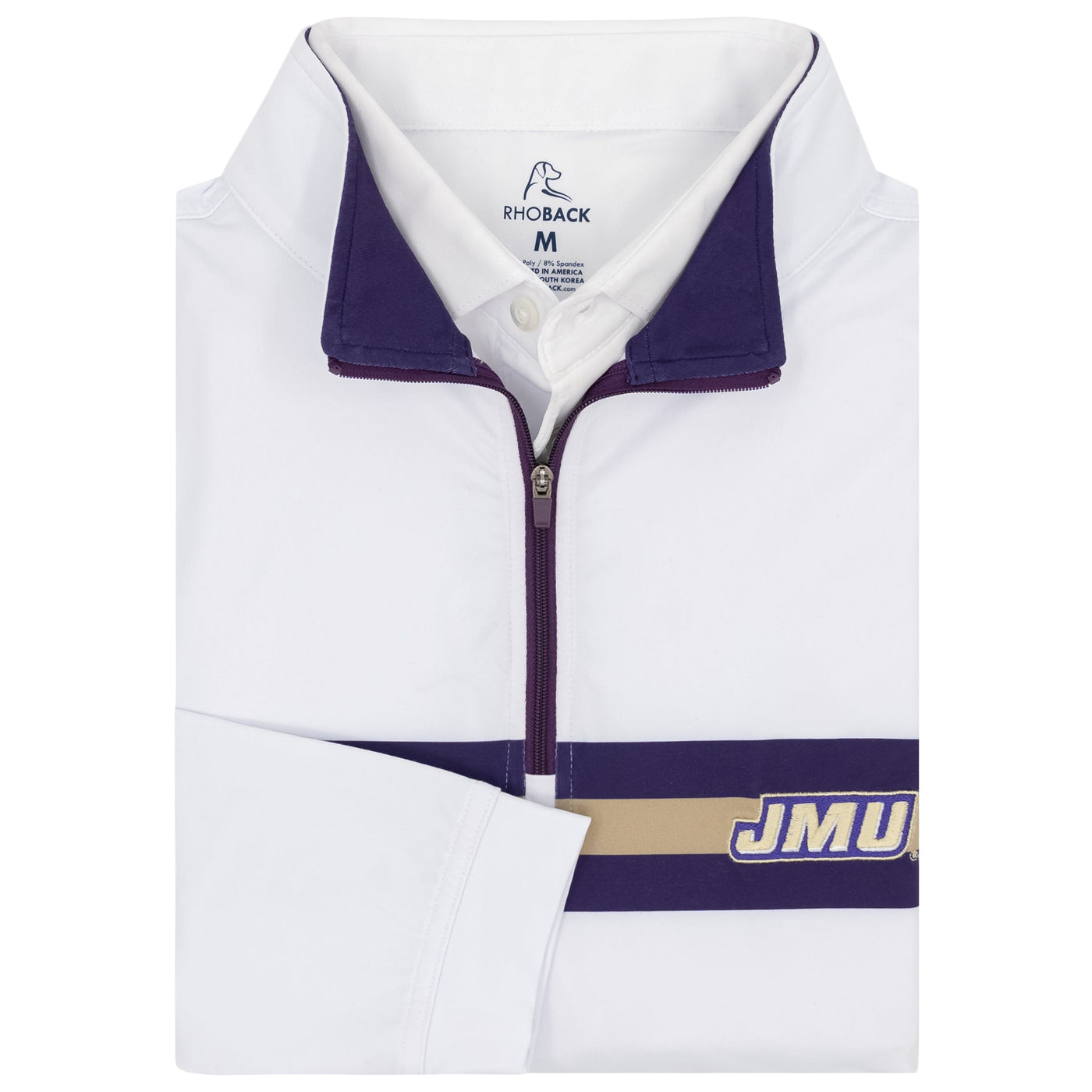 James Madison Helmet Stripe Collegiate Q-Zip | The James Madison Helmet Stripe - White/Dark Violet