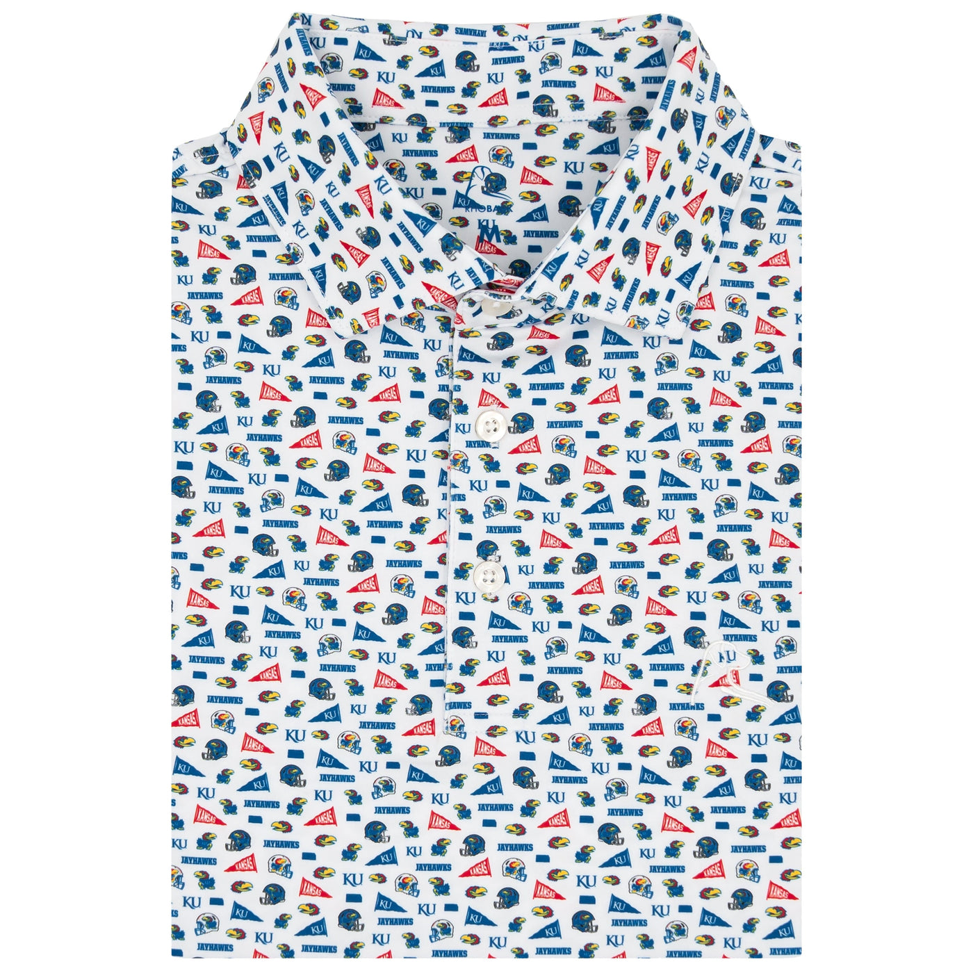 The Kansas Gameday | Collegiate Polo | The Kansas Gameday - White/Azure Blue