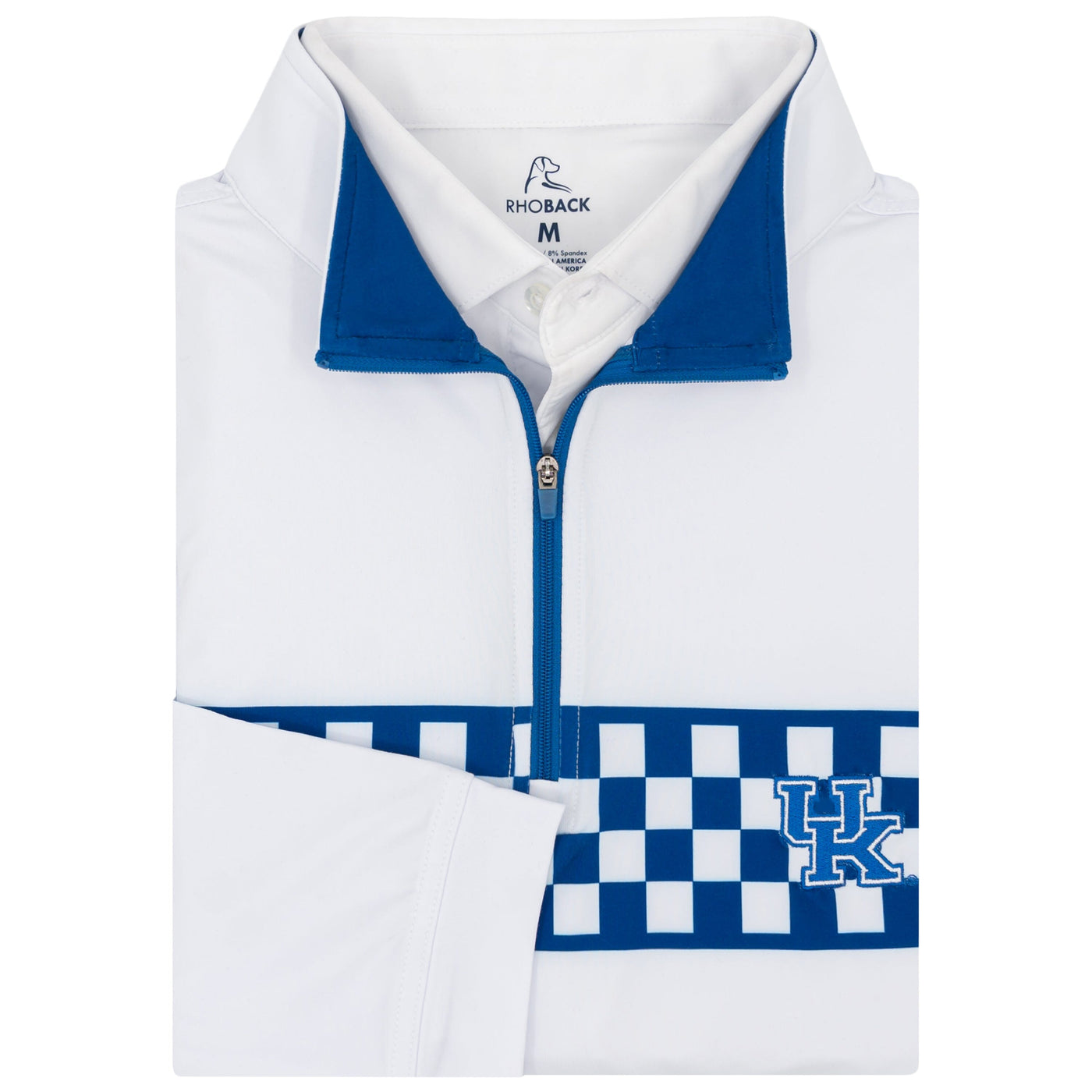 Kentucky Checker Stripe Collegiate Q-Zip | The Kentucky Checker Stripe - White/Azure Blue