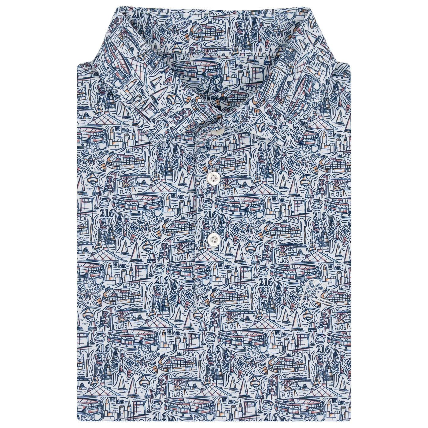 The Land | Performance Polo | The Land - White/Fleet Navy - OH