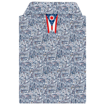 The Land | Performance Polo | The Land - White/Fleet Navy - OH