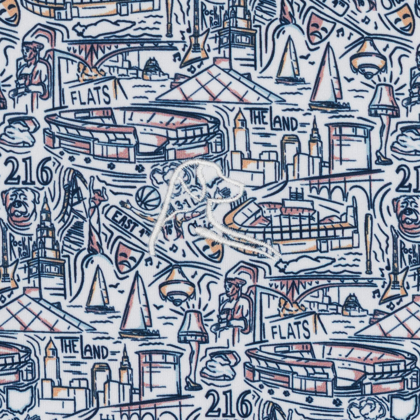 The Land | Performance Polo | The Land - White/Fleet Navy - OH