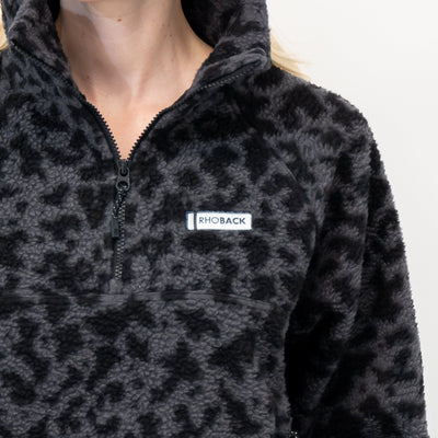 Rivanna Fleece Pullover | The Leopard Camo - Charcoal Grey/Midnight Black