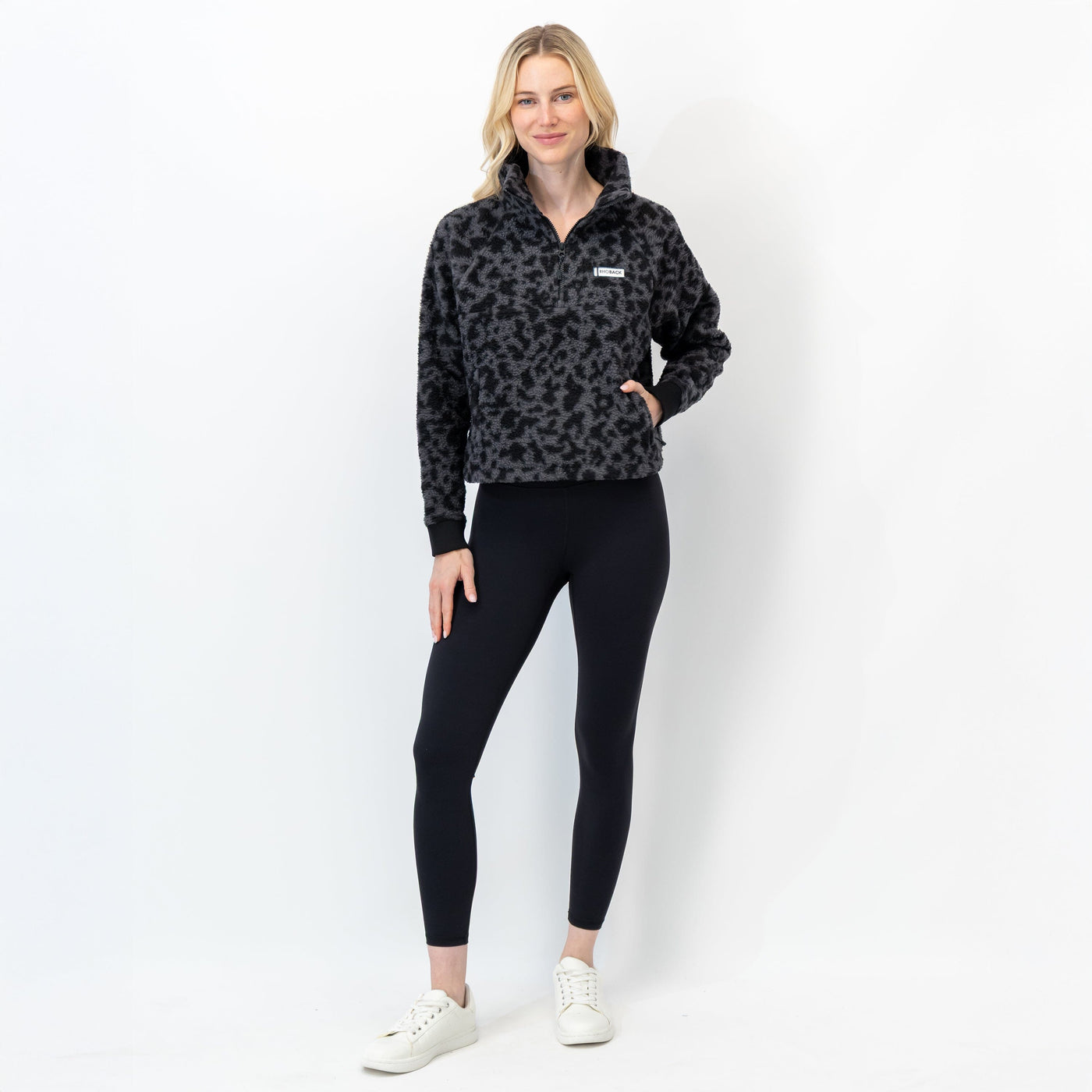 Rivanna Fleece Pullover | The Leopard Camo - Charcoal Grey/Midnight Black