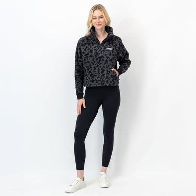 Rivanna Fleece Pullover | The Leopard Camo - Charcoal Grey/Midnight Black