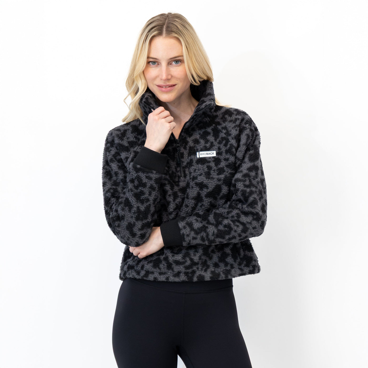 Rivanna Fleece Pullover | The Leopard Camo - Charcoal Grey/Midnight Black