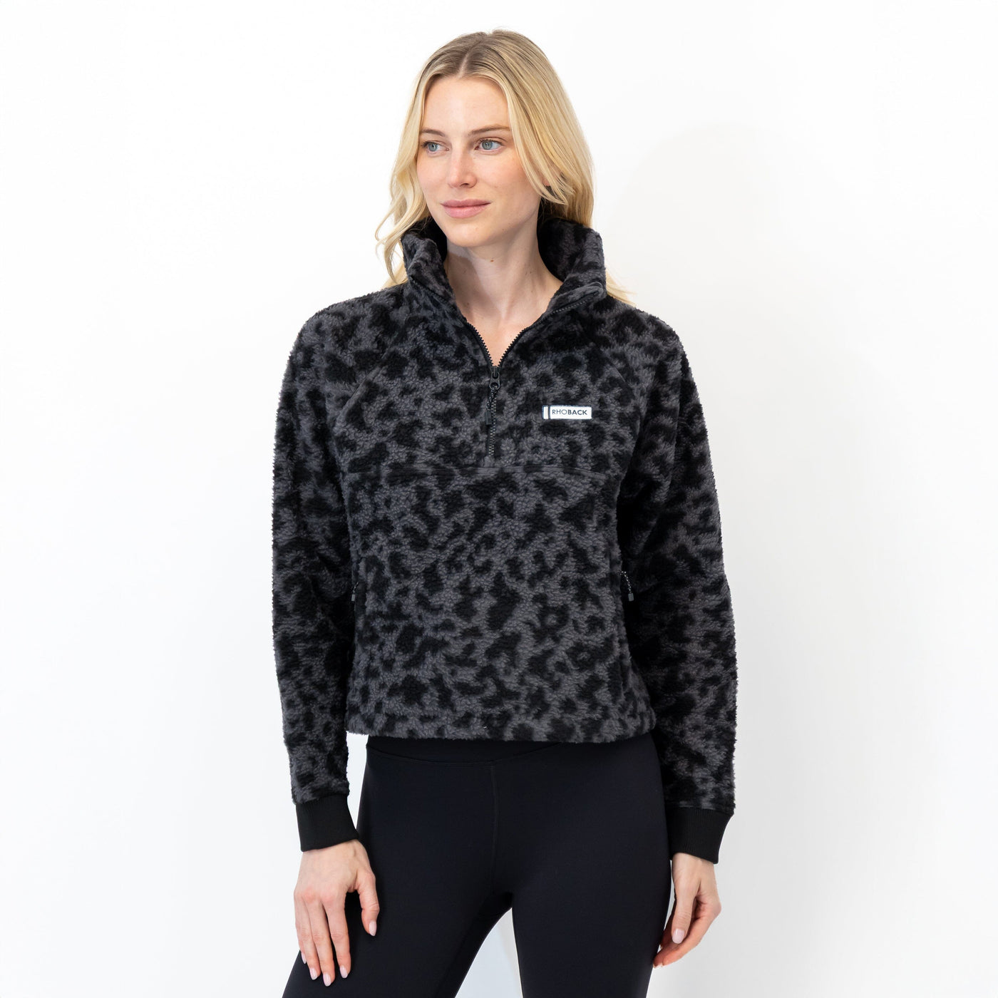 Rivanna Fleece Pullover | The Leopard Camo - Charcoal Grey/Midnight Black
