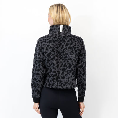Rivanna Fleece Pullover | The Leopard Camo - Charcoal Grey/Midnight Black