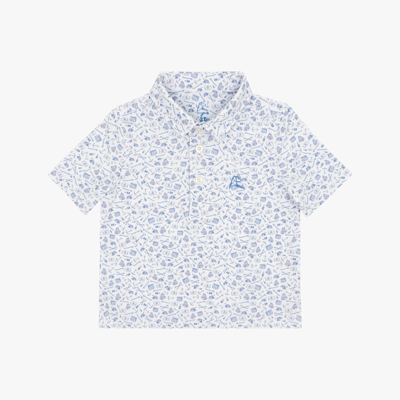 The Lil' Ahoy | Performance Polo | The Ahoy - White/Caicos Blue