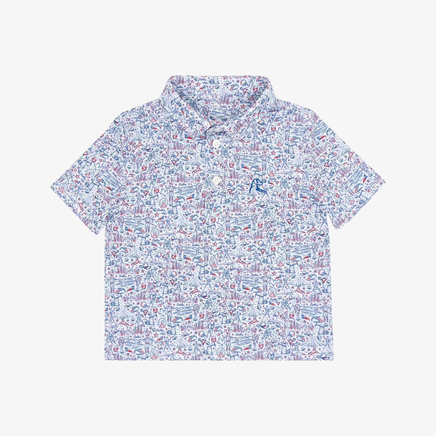 The Lil' DFW | Performance Polo | The DFW - White/Deep Blue - TX