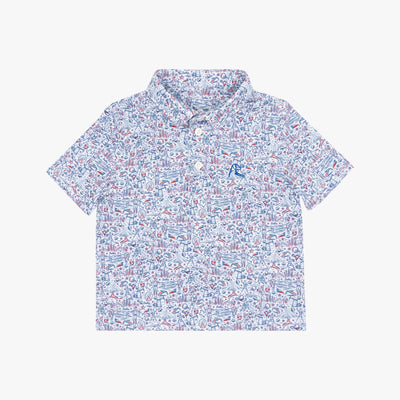 The Lil' DFW | Performance Polo | The DFW - White/Deep Blue - TX