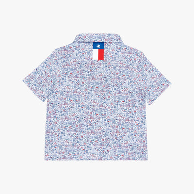 The Lil' DFW | Performance Polo | The DFW - White/Deep Blue - TX