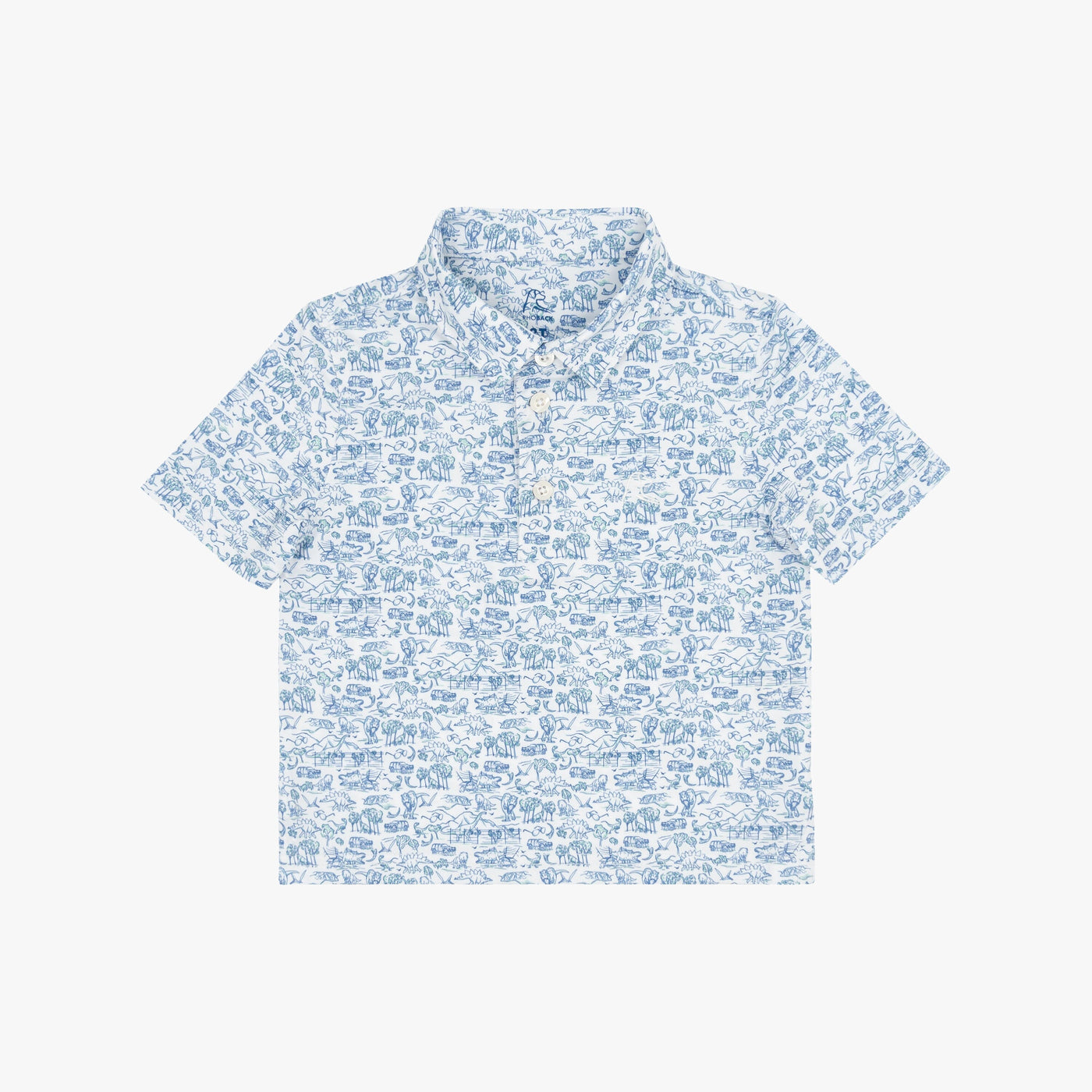 The Lil' Prehistoric | Performance Polo | The Prehistoric - White/Short Stop Blue