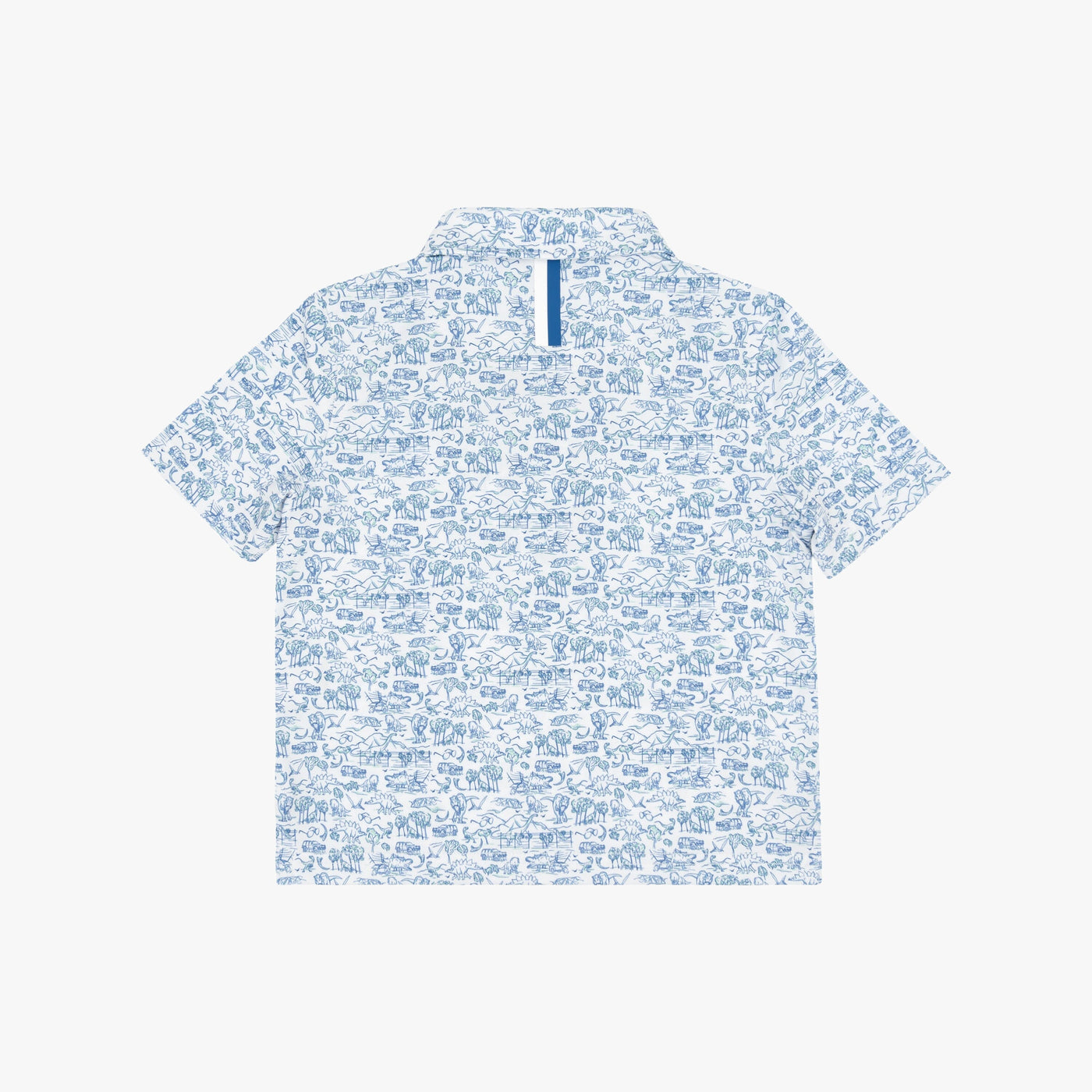 The Lil' Prehistoric | Performance Polo | The Prehistoric - White/Short Stop Blue