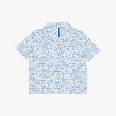 The Lil' Prehistoric | Performance Polo | The Prehistoric - White/Short Stop Blue