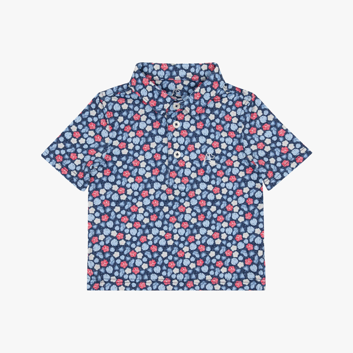 The Lil' Red, White & Hibiscus | Performance Polo | The Red, White & Hibiscus - Admiral Navy