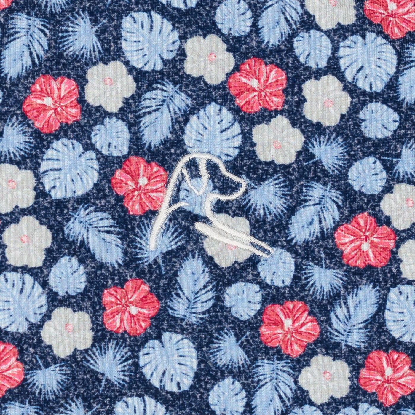 The Lil' Red, White & Hibiscus | Performance Polo | The Red, White & Hibiscus - Admiral Navy