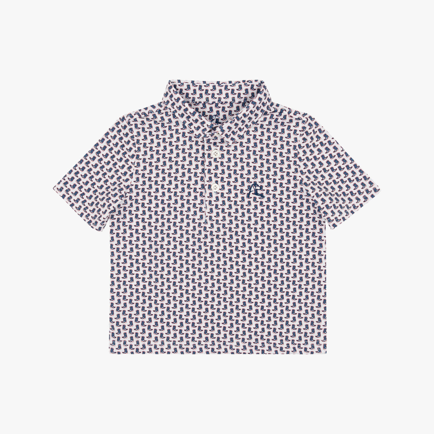 The Lil' Western | Performance Polo | The Western - White/Shoal Blue