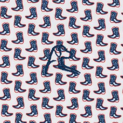 The Lil' Western | Performance Polo | The Western - White/Shoal Blue