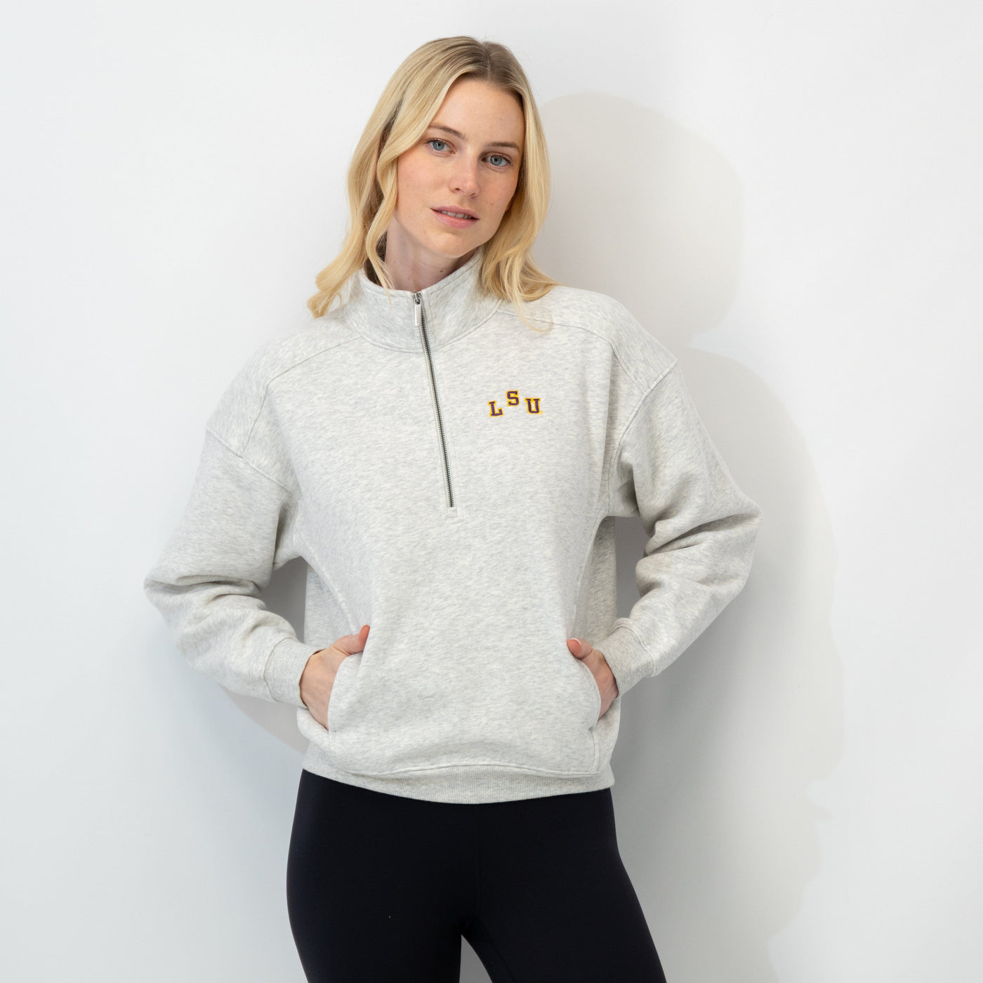 Serenity Collegiate Half-Zip - LSU | Heather - Ivory - LSU - 1
