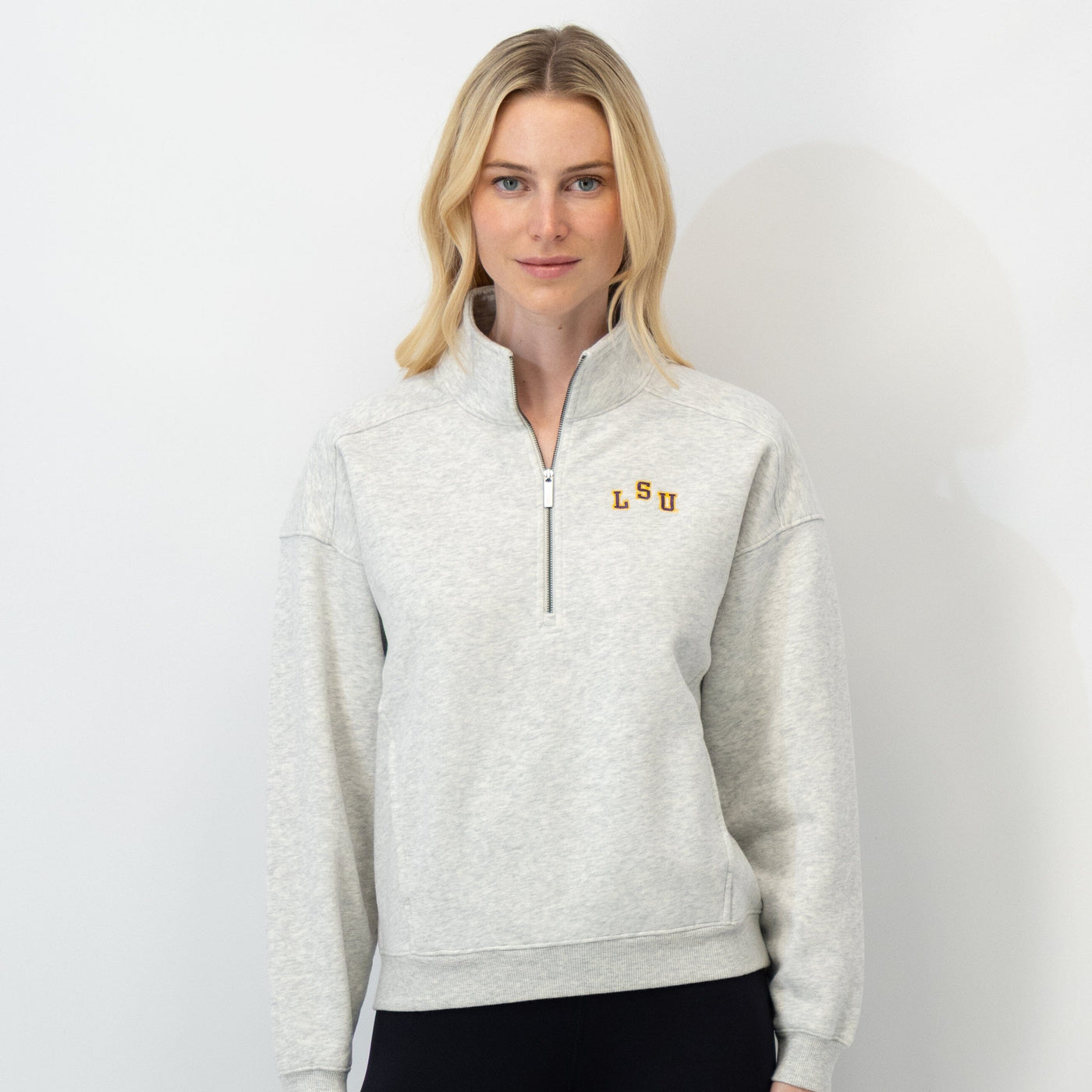 Serenity Collegiate Half-Zip - LSU | Heather - Ivory - LSU - 1