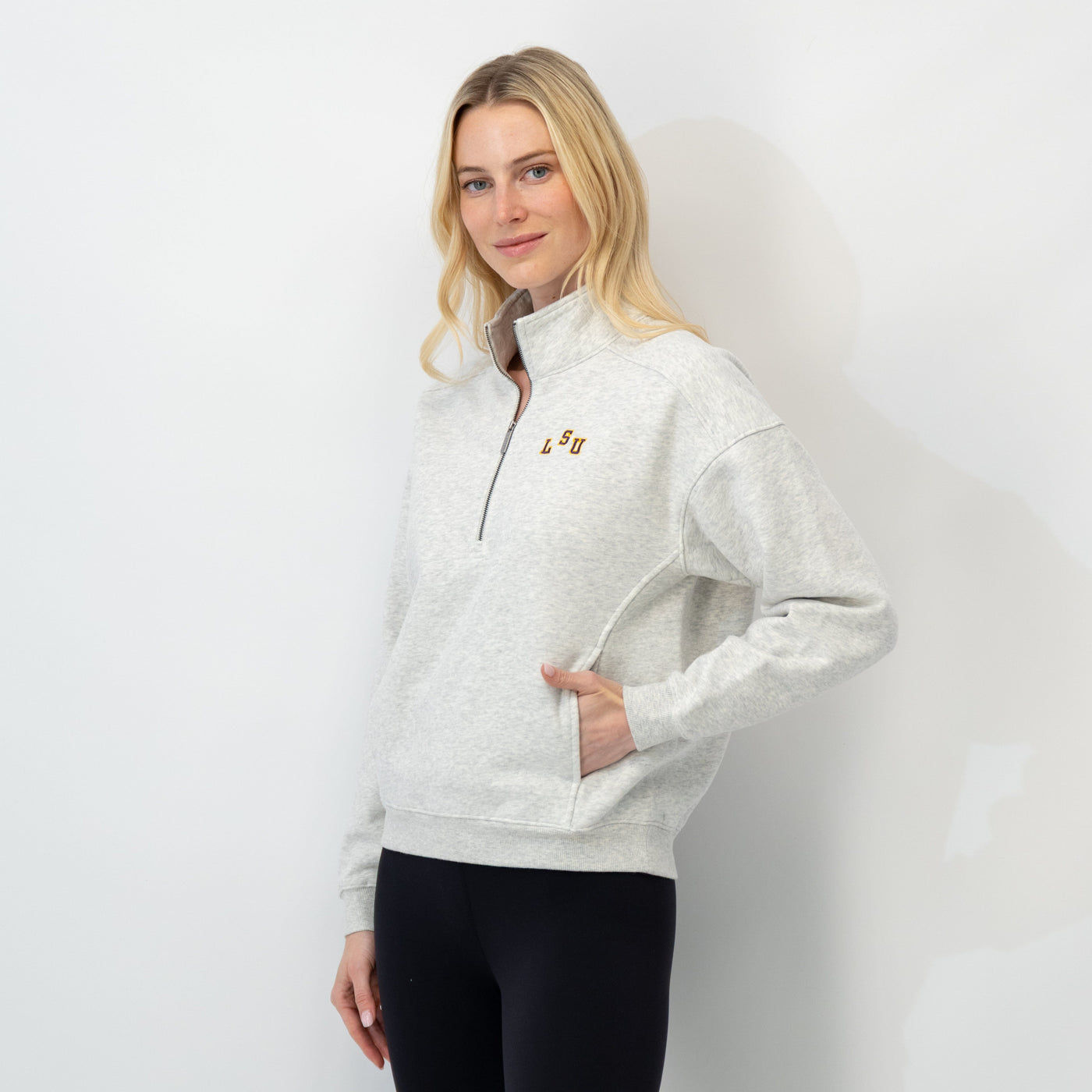 Serenity Collegiate Half-Zip - LSU | Heather - Ivory - LSU - 1