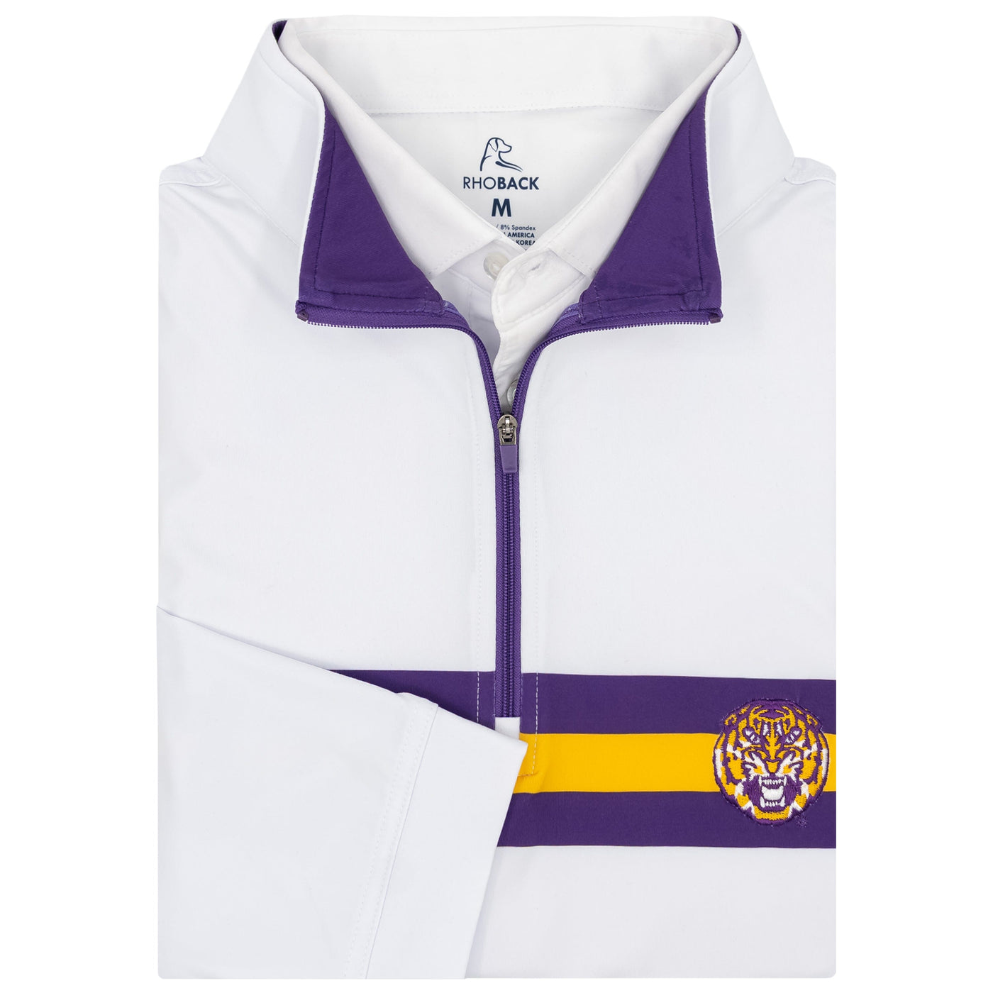 LSU Helmet Stripe Collegiate Q-Zip | The LSU Helmet Stripe - White/Reauxback Purple